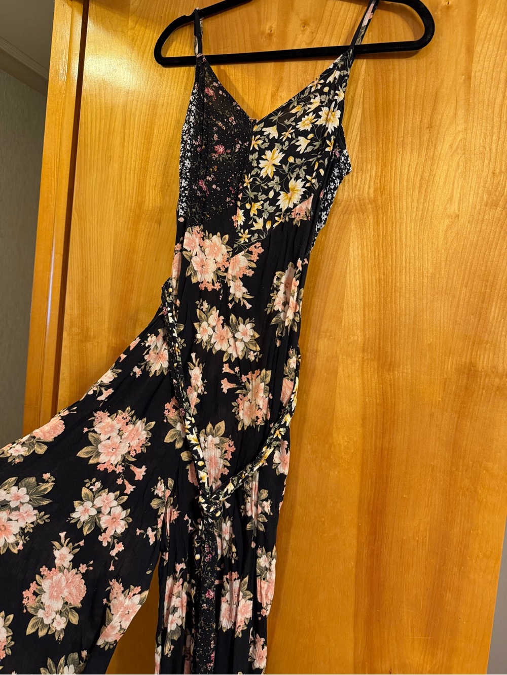 American Eagle Outfitters Black JumpSuit with Floral Print